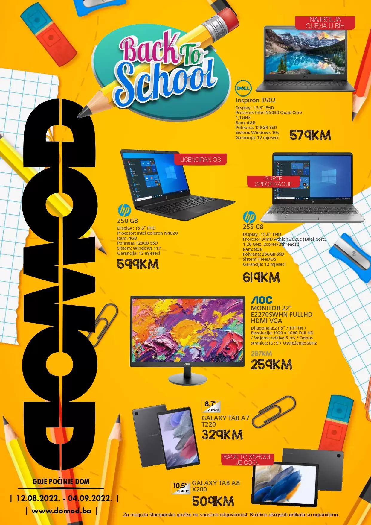 Domod katalog ŠKOLA svgust 2022 ~ Akcija sniženja do 2.9.2022. 