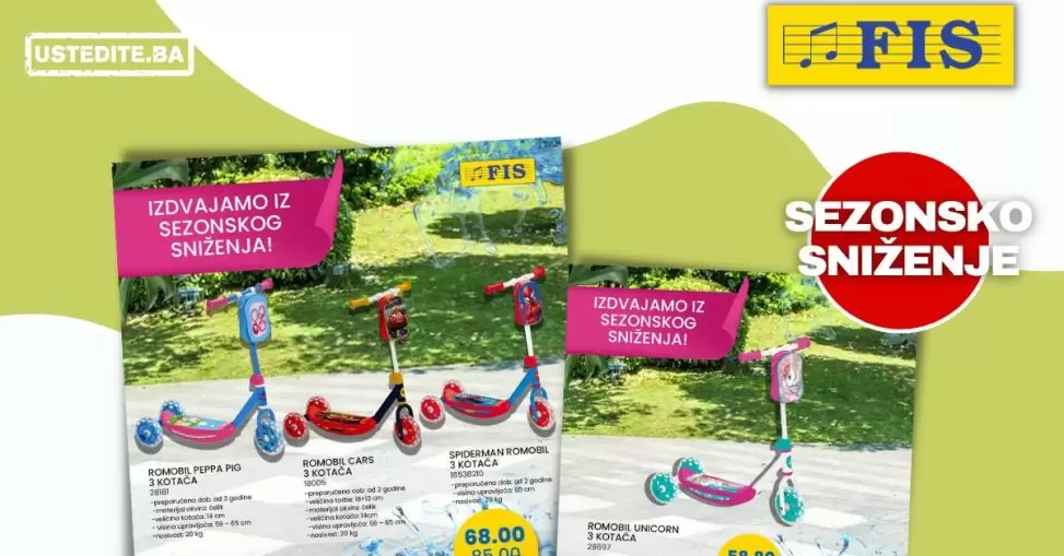 Fis dječiji romobil super akcija SEZONSKO SNIŽENJE do 15.9.2022.
