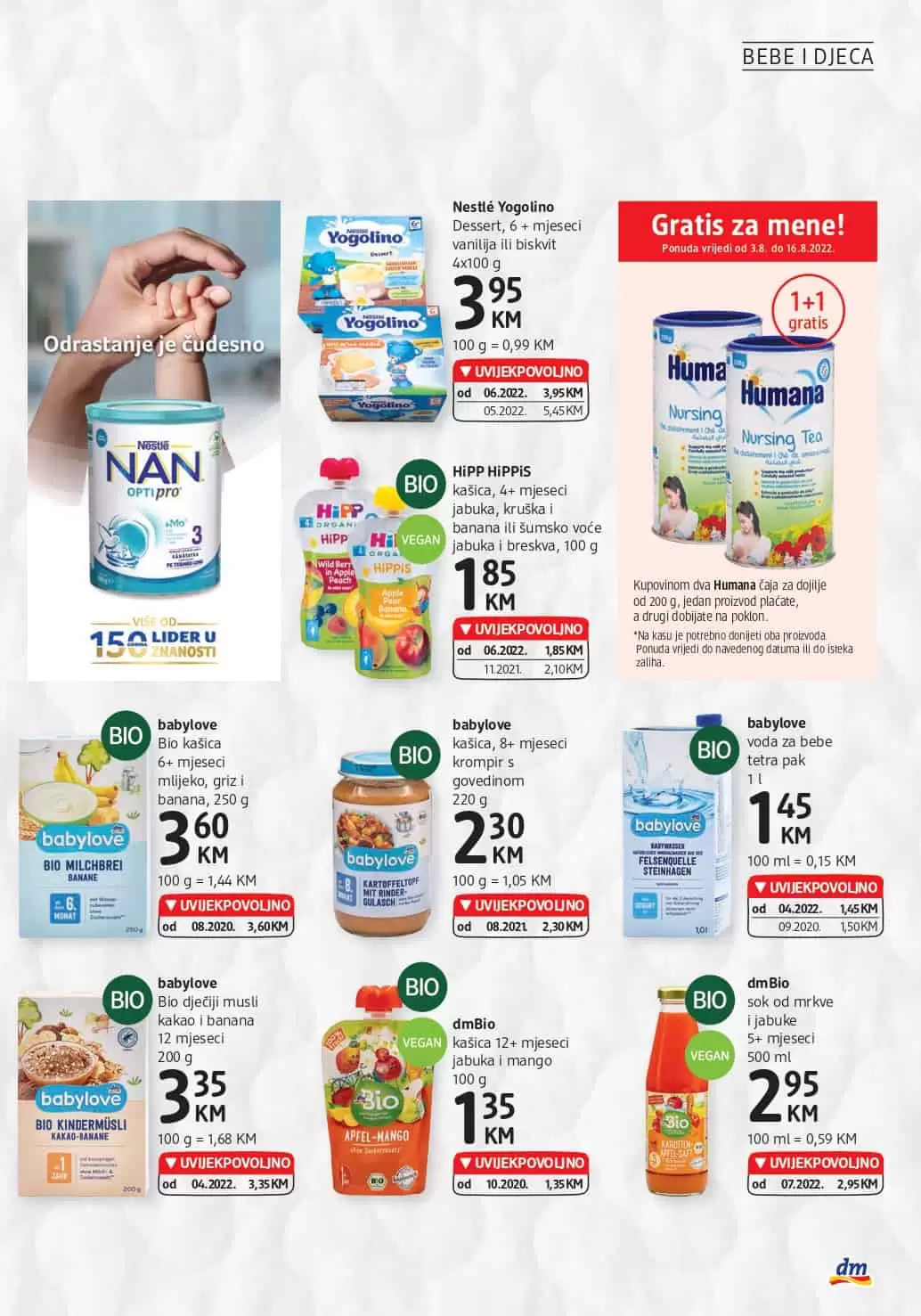 dm Katalog【 UVIJEKPOVOLJNO】avgust 2022! Akcija snizenja 3-16.8.2022.
