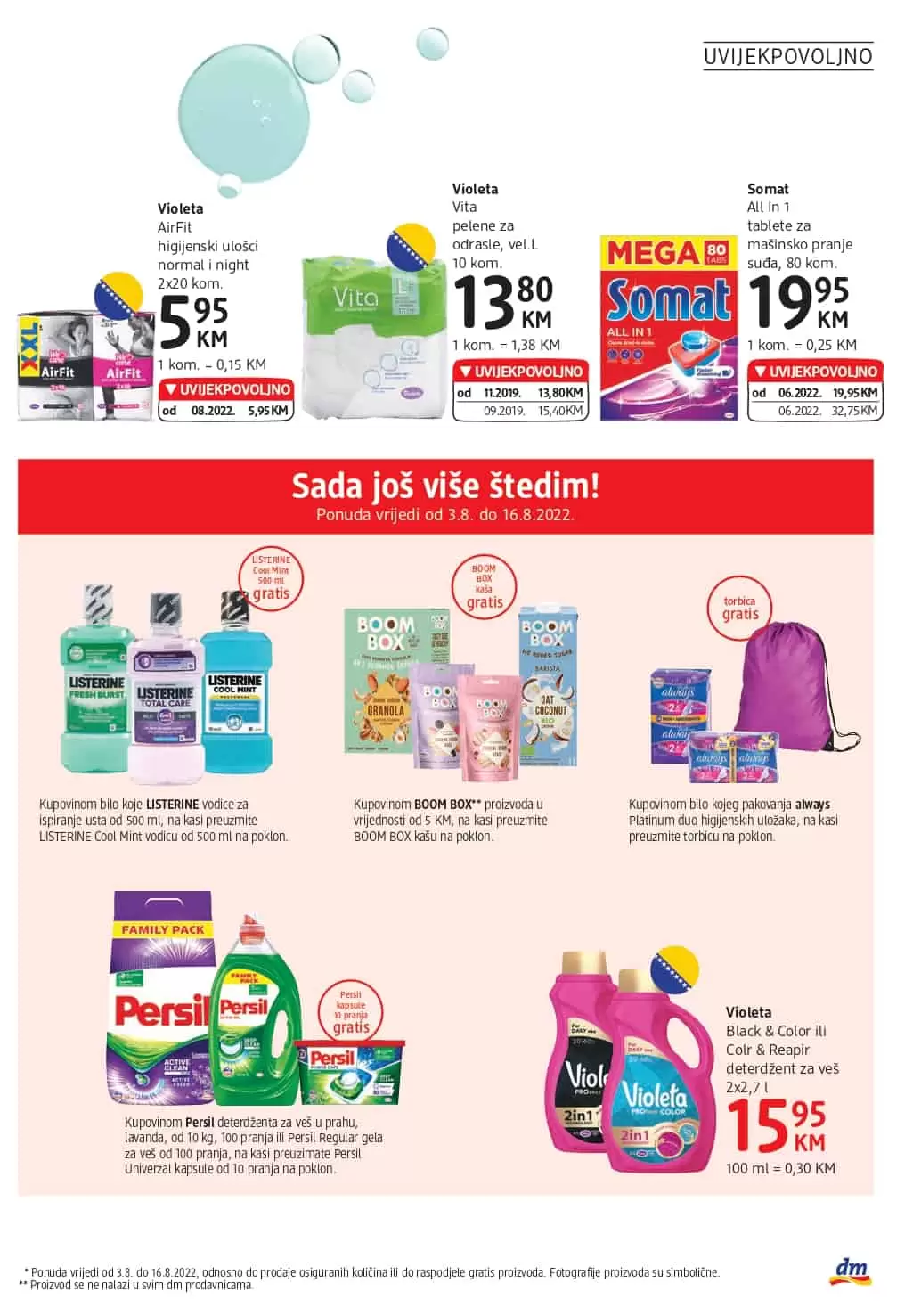 dm Katalog【 UVIJEKPOVOLJNO】avgust 2022! Akcija snizenja 3-16.8.2022.