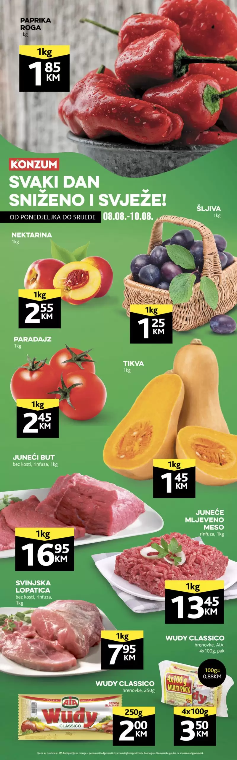 Konzum akcija SVJEŽA PONUDA katalog sniženja 8-10.8.2022. 