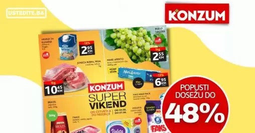 KONZUM vikend akcija ▷【SNIŽENJE do 48%】avgust 2022 super kataloška akcija od 4.7. do 7.8.2022.
