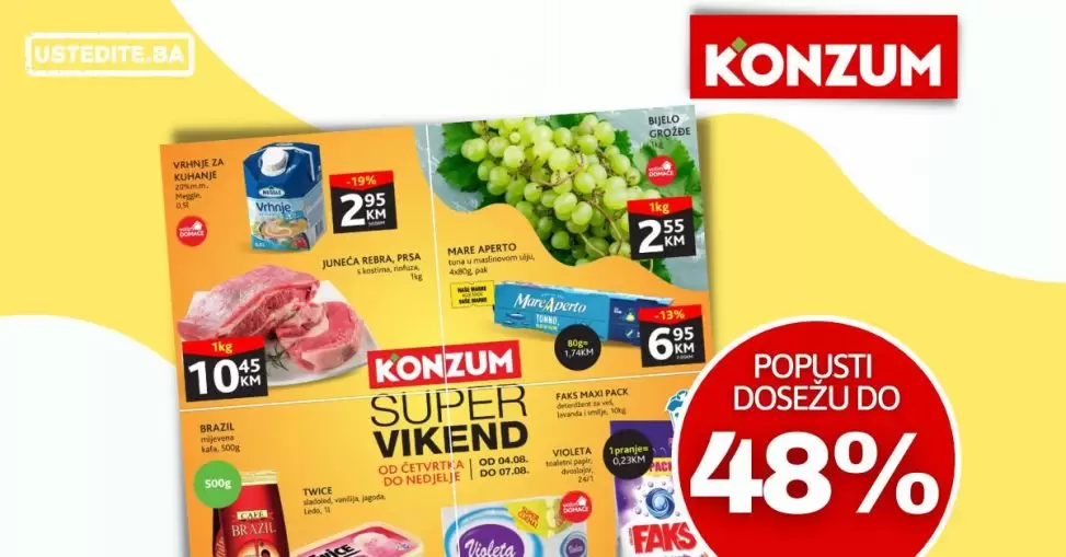 KONZUM vikend akcija ▷【SNIŽENJE do 48%】avgust 2022 super kataloška akcija od 4.7. do 7.8.2022.