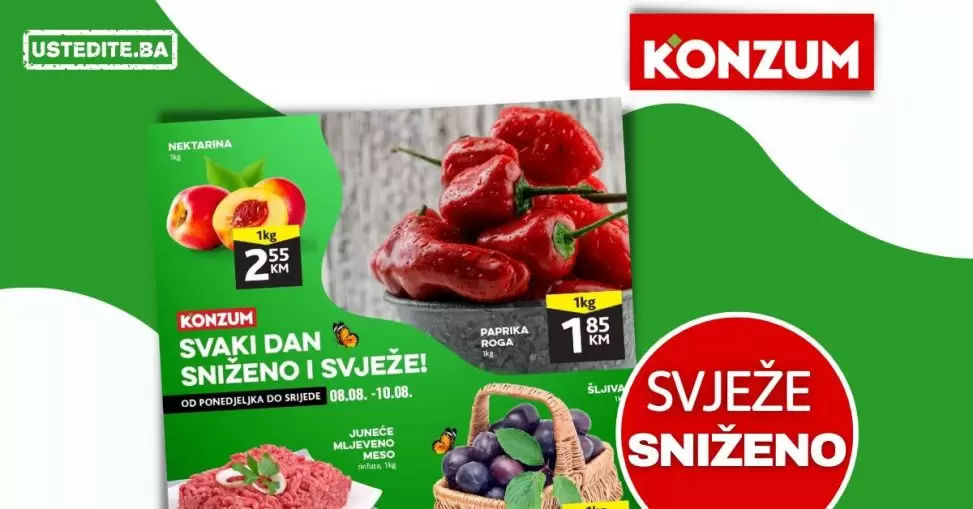 Konzum akcija SVJEŽA PONUDA katalog sniženja 8-10.8.2022.