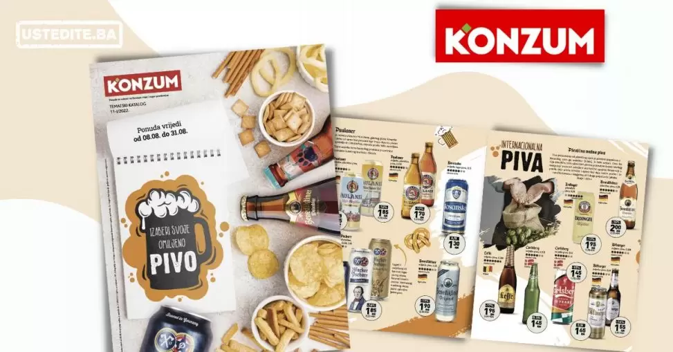 Konzum katalog piva avgust 2022! akcija snizenja 8-31.8.2022.