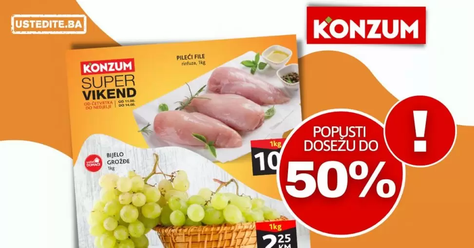 Konzum vikend akcija avgust 2022 【SUPER SNIZENJE i do 50%】katalog sniženja 11-14.8.2022.
