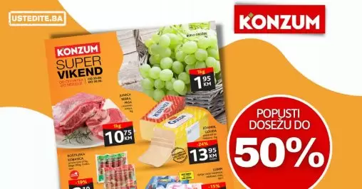 Konzum vikend akcija【SNIŽENJE do 50%】Konzum akcija katalog 25-28.8.2022.