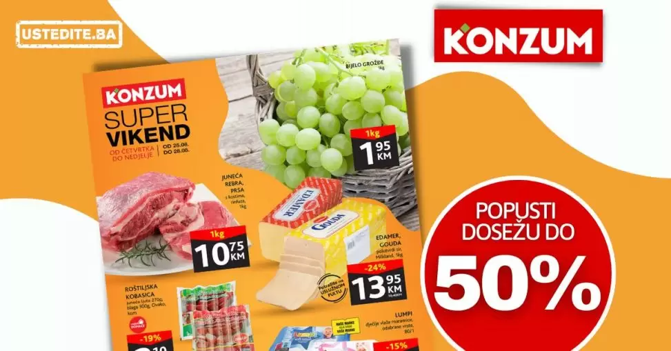 Konzum vikend akcija【SNIŽENJE do 50%】Konzum akcija katalog 25-28.8.2022.