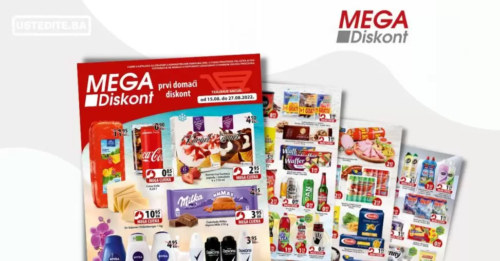 MEGA DISKONT katalog avgust 2022 akcija sniženja 15-27.8.2022.