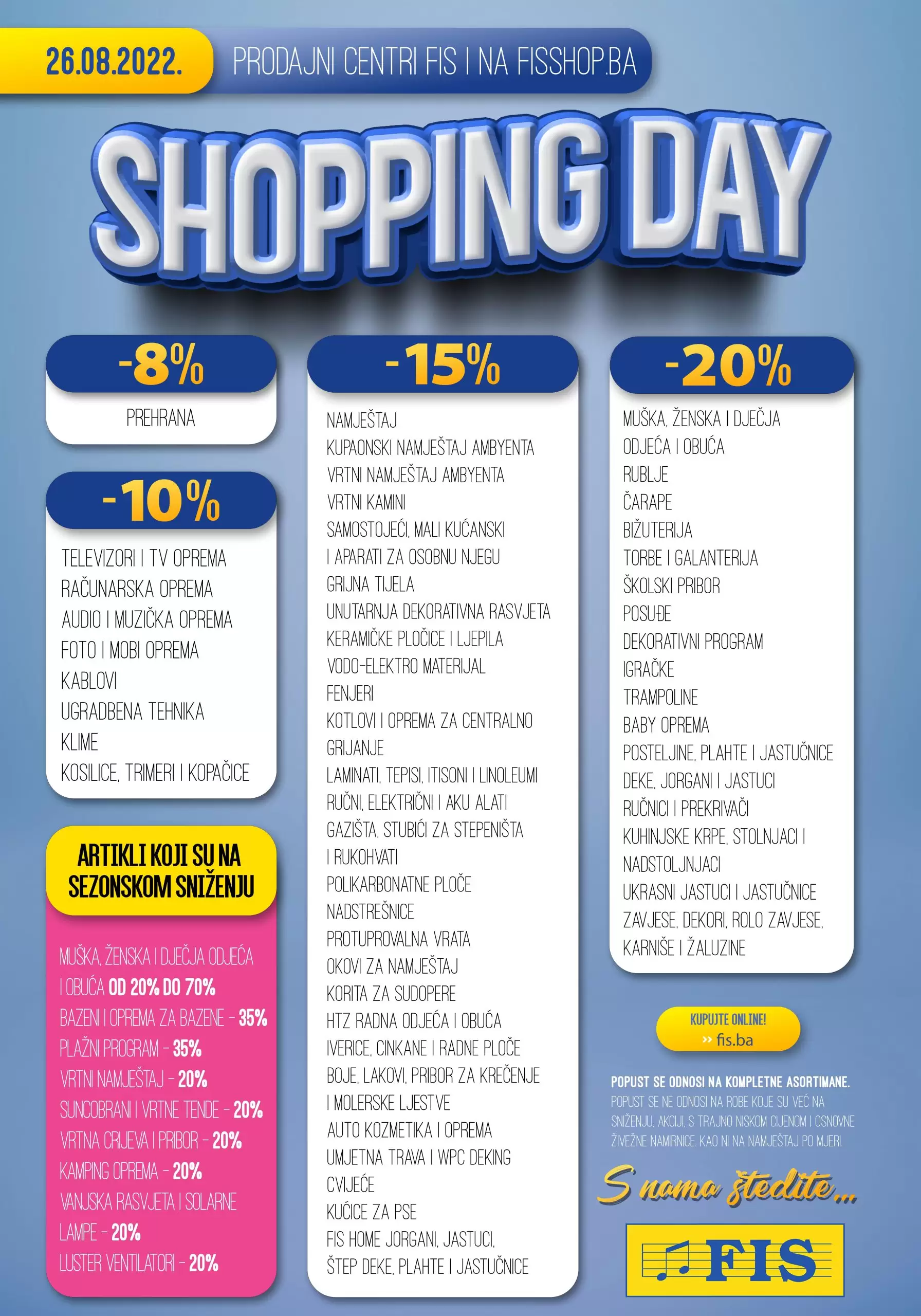 Fis SHOPPING DAY 26.8.2022. ➤ Evo šta je sve sniženo!