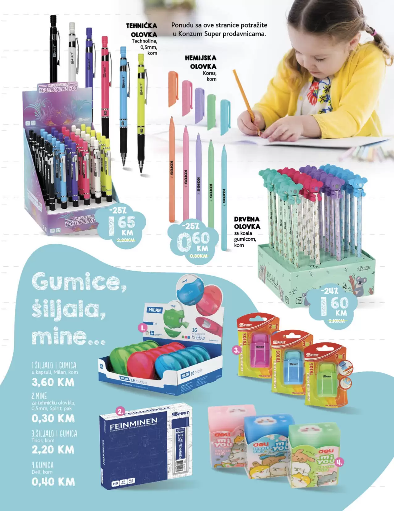 Konzum katalog ŠKOLA avgust 2022! ŠKOLSKI PRIBOR super cijene!