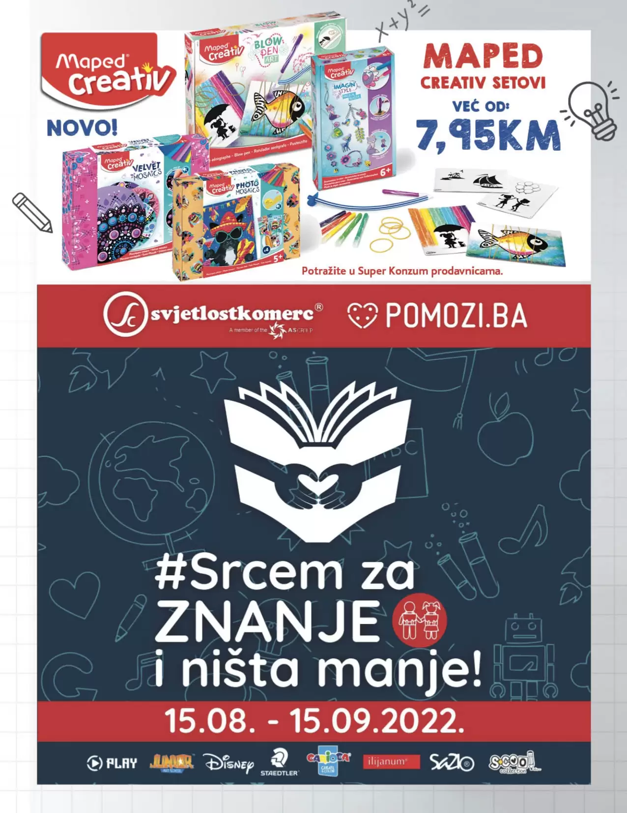 Konzum katalog ŠKOLA avgust 2022! ŠKOLSKI PRIBOR super cijene!