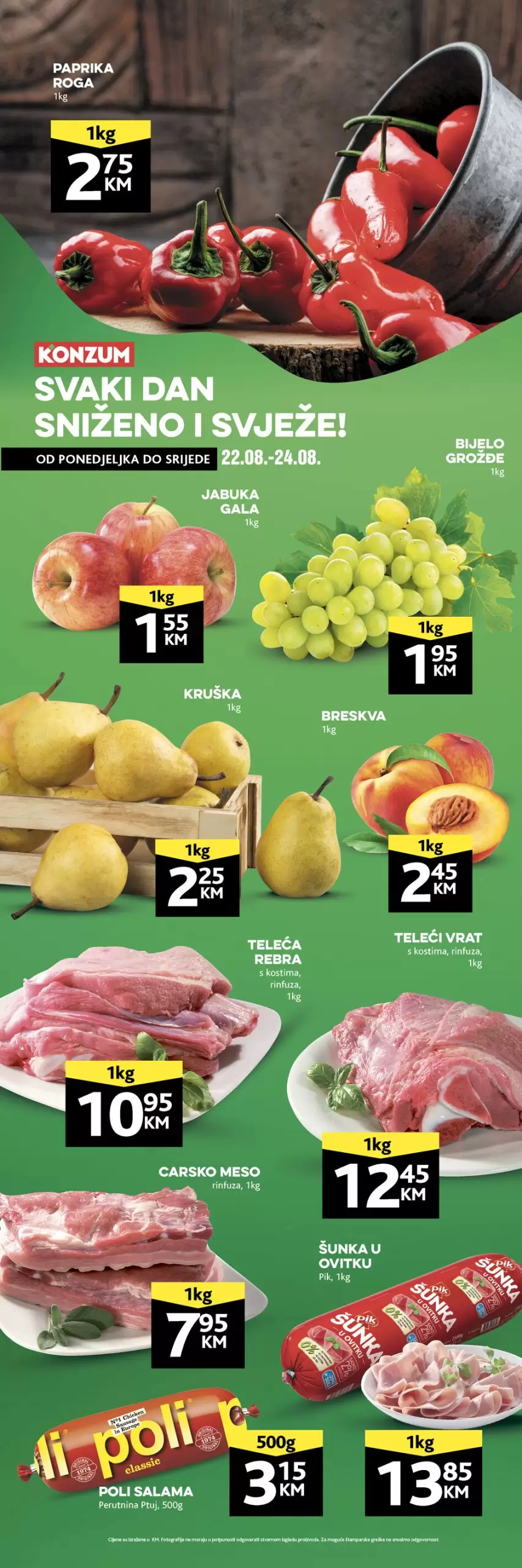 Konzum akcija SVJEŽE I SNIŽENO avgust 2022