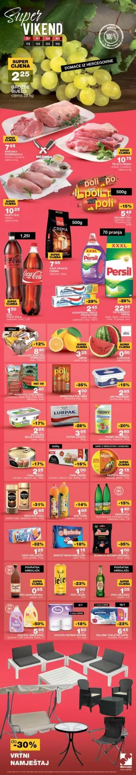 Mercator vikend akcija 11-14.8.2022. Mercator snizenje do 40%!