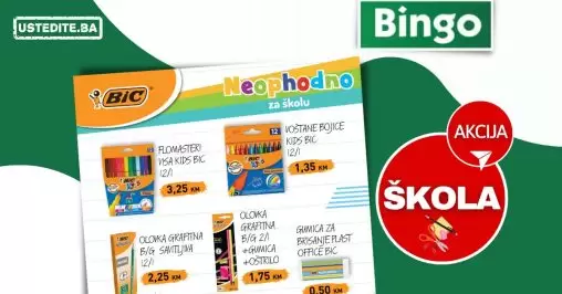 Bingo ŠKOLSKI PRIBOR super niske cijene /avgust, septembar 2022