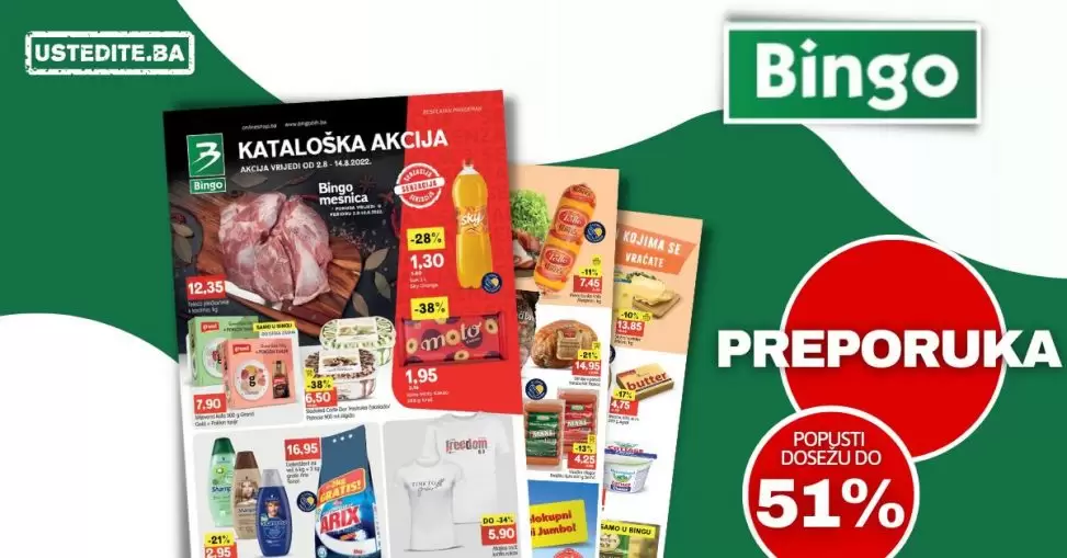 Bingo katalog SENZACIJA avgust 2022! Akcija snizenja 2-14.8.2022.