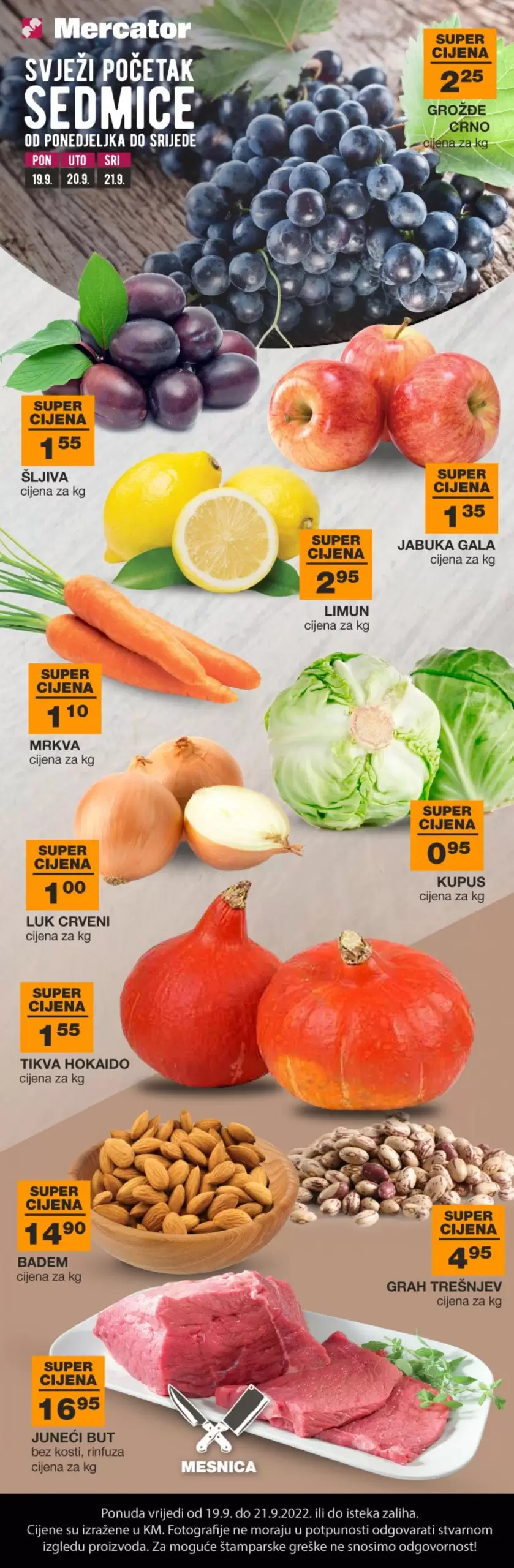 Mercator SVJEŽI POČETAK sedmice akcija sniženja 19-21.9.2022.