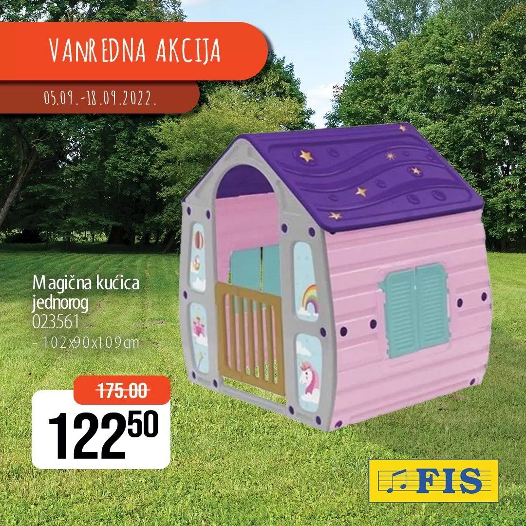 Fis VANREDNA AKCIJA na kućice i tobogane - katalog sniženja 5-18.9.2022.