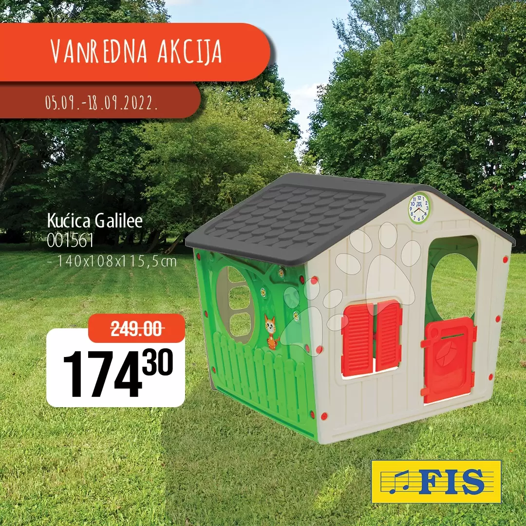 Fis VANREDNA AKCIJA na kućice i tobogane - katalog sniženja 5-18.9.2022.