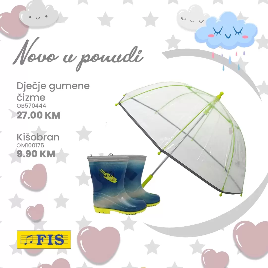 Kabanice za djecu, gumene cizme i kisobrani za djecu po super niskim cijenama potrazite u Fisu!