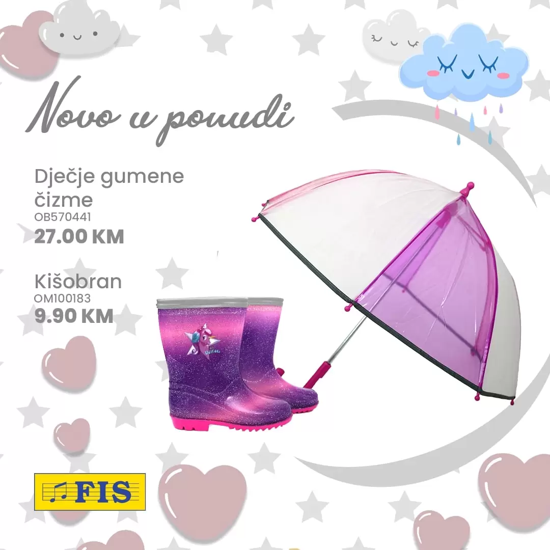 Kabanice za djecu, gumene cizme i kisobrani za djecu po super niskim cijenama potrazite u Fisu!