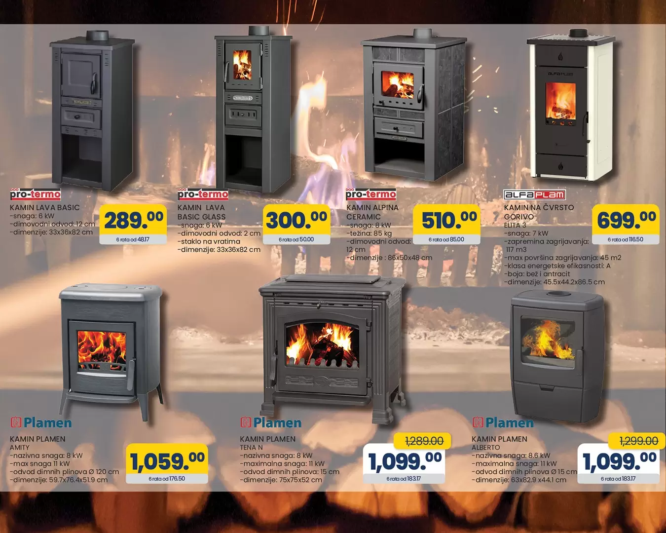 Fis uredjaji za grijanje : kamini, pec plamen, pec na cvrsto gorivo, usisivac za pepeo, elektricni panel, kovektor, zidna grijalica po super niskim cijenama!