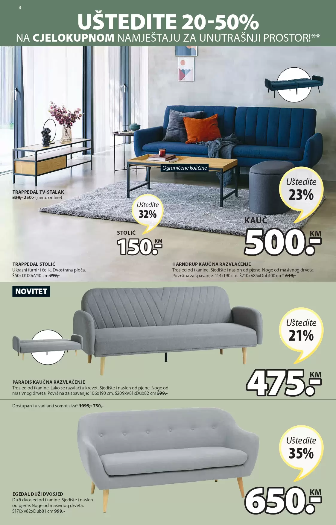 JYSK katalag SNIŽENJE namještaja- NOVITETI septembar - akcija 1-14.9.2022