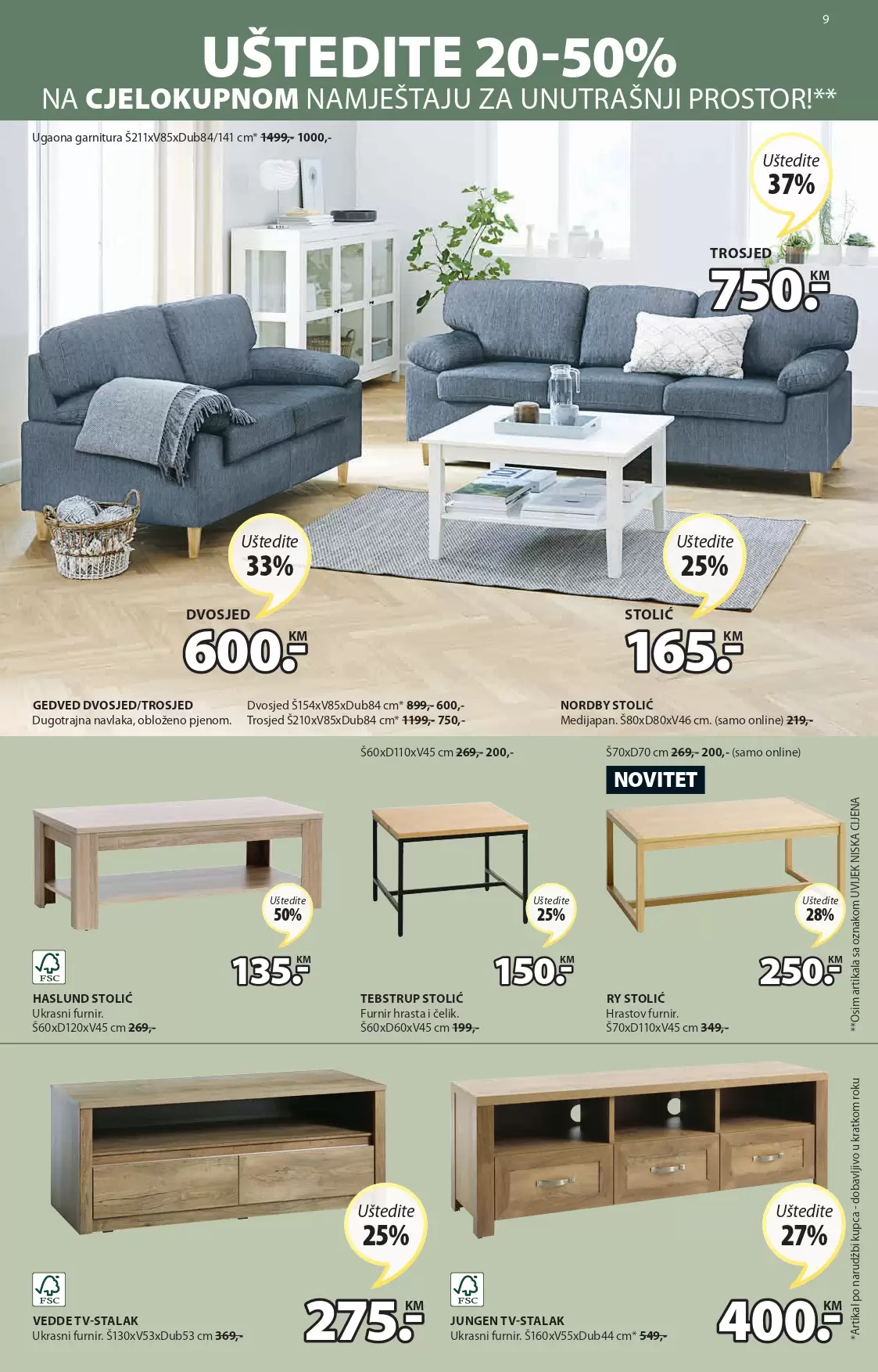 JYSK katalag SNIŽENJE namještaja- NOVITETI septembar - akcija 1-14.9.2022