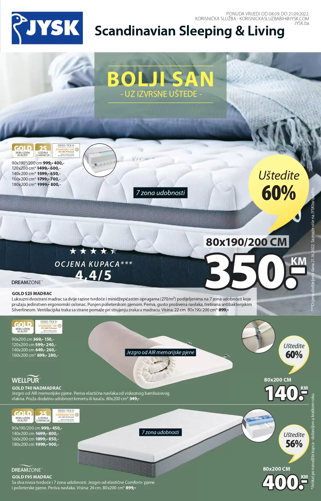 JYSK katalog - IZVRSNE UŠTEDE - akcija sniženja 8-21.9.2022