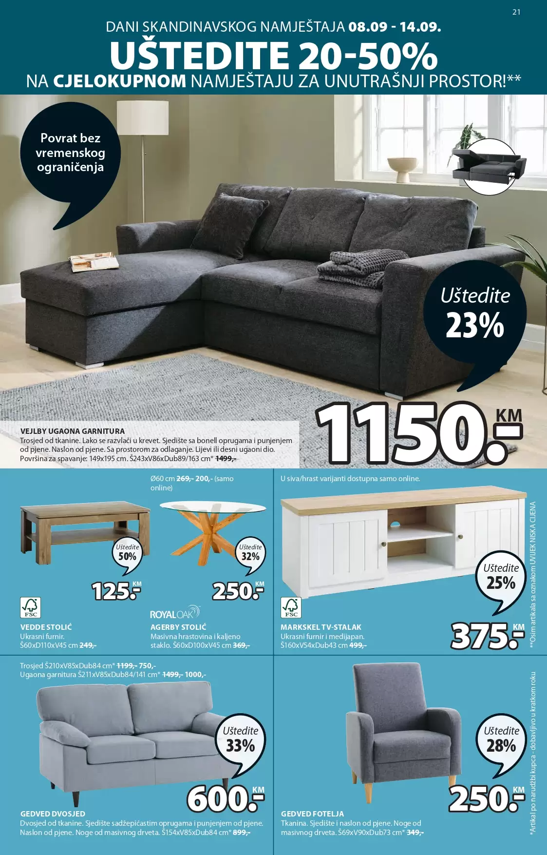 JYSK katalog - IZVRSNE UŠTEDE - akcija sniženja 8-21.9.2022