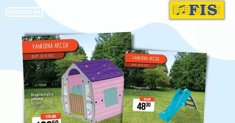 Fis VANREDNA AKCIJA na kućice i tobogane - katalog sniženja 5-18.9.2022.