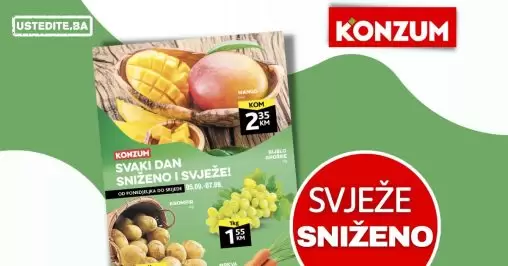 Konzum katalog SVJEŽA PONUDA donosi nam akcijske cijene za voće, povrće i svježe meso!