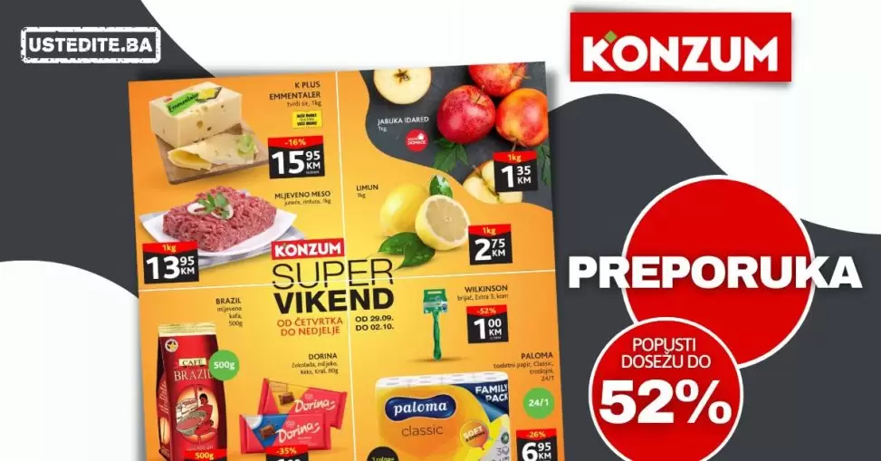 Konzum vikend akcija - SNIŽENJE do 52% - katalog 29.9-2.10.2022.