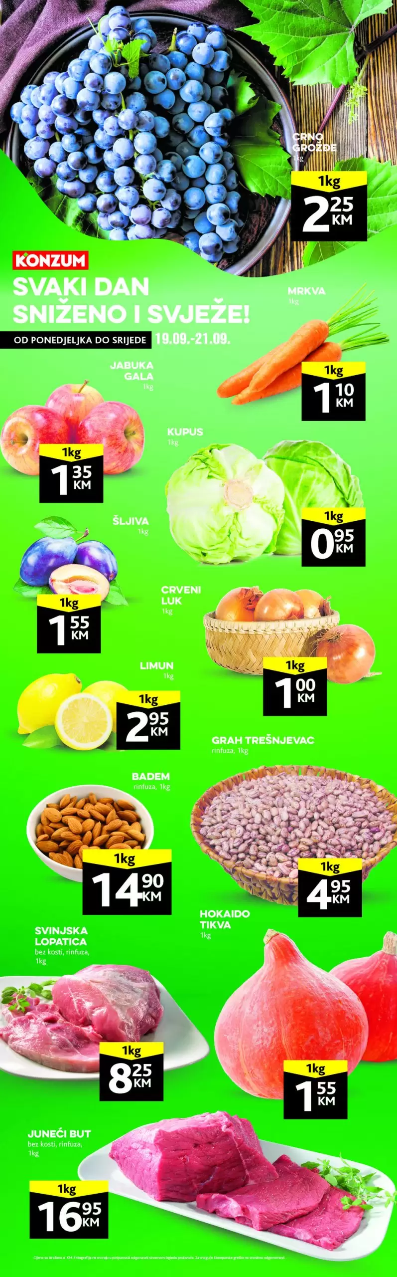 Konzum akcija SVJEŽA PONUDA - katalog sniženja 19-21.9.2022.