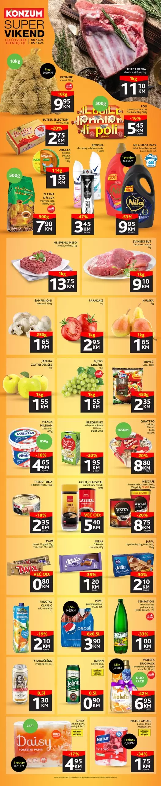 Konzum vikend akcija - SNIŽENJE do 53% - katalog sniženja 15-18.9.2022.