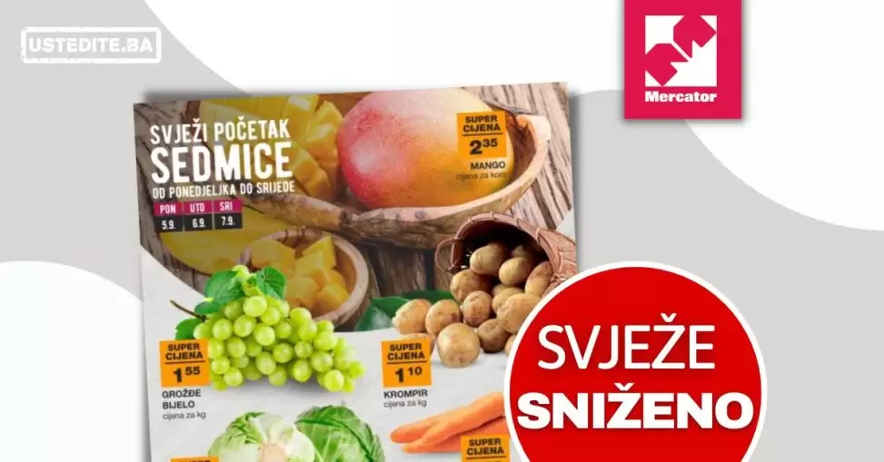Mercator akcija SVJEŽA PONUDA - akcija sniženja 5-7.9.2022.