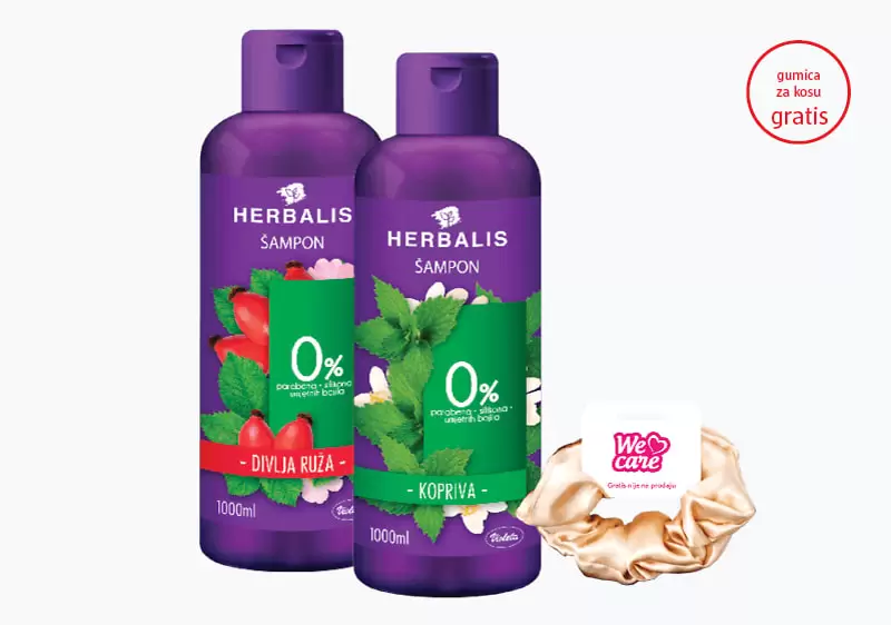 Kupovinom Violeta Herbalis šampona za kosu od 1 l, na kasi preuzmite gumicu za kosu na poklon.