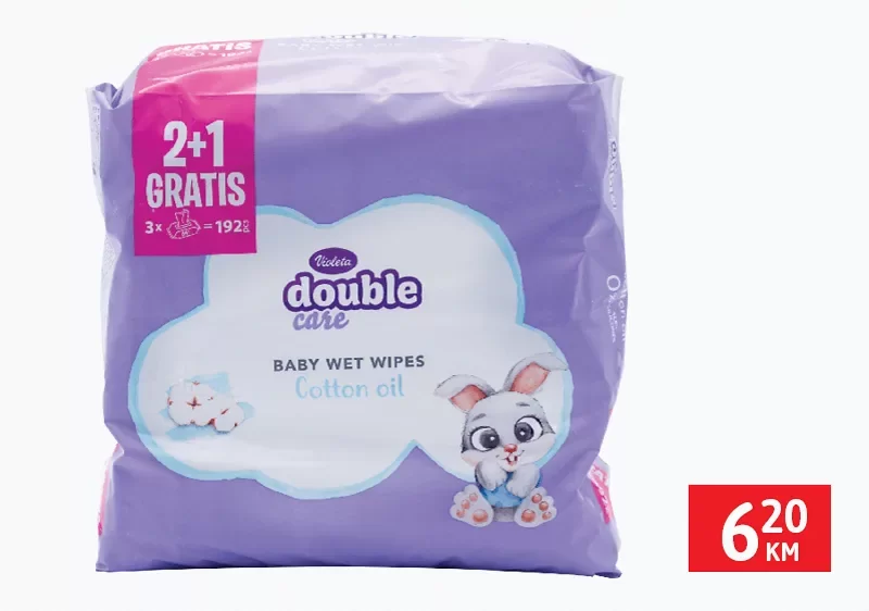 Double care Cotton oil vlažne maramice 3x64 kom