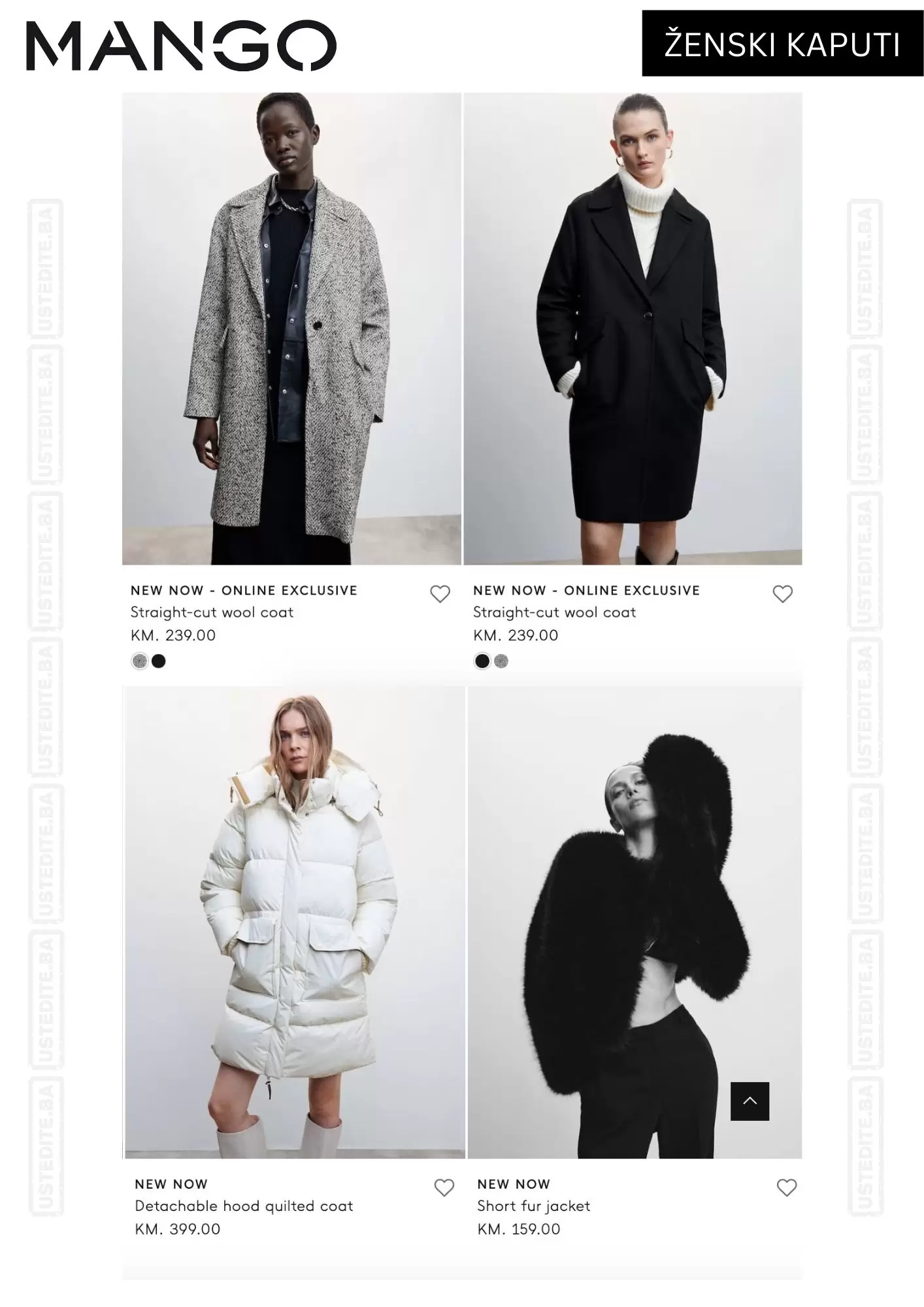 Mango BiH ŽENSKI KAPUTI - oktobar 2022