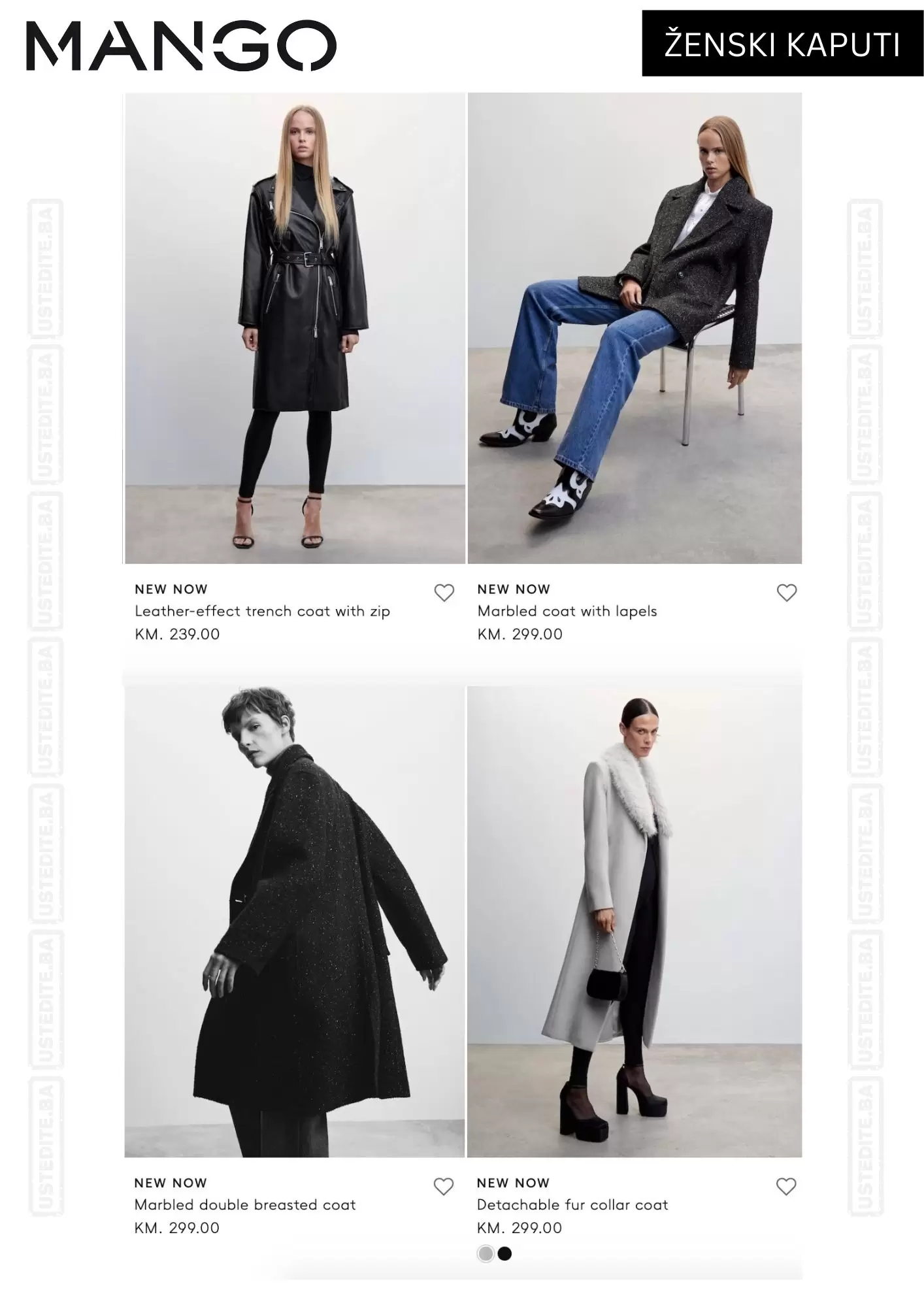 Mango BiH ŽENSKI KAPUTI - oktobar 2022