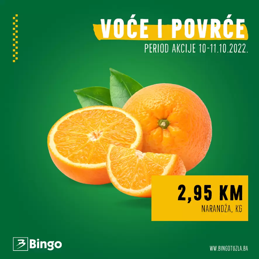 Bingo akcija VOĆE I POVRĆE - sniženje 10-11.10.2022. Bingo akcija VOĆE I POVRĆE - sniženje 10-11.10.2022.