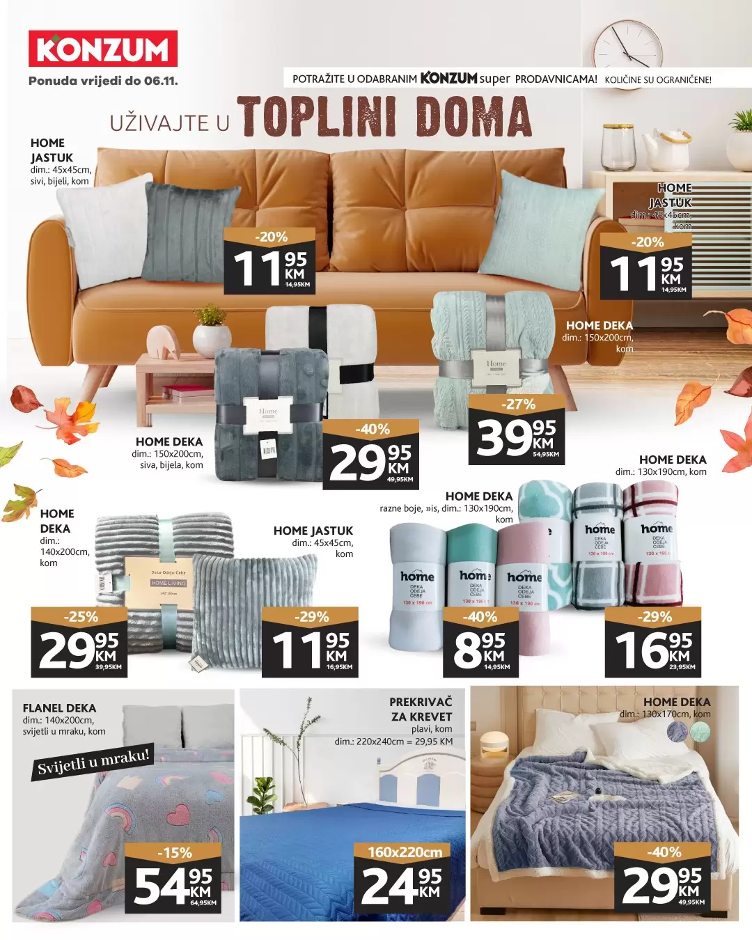 Konzum katalog KUĆNI TEKSTIL akcija do 6.11.2022. 