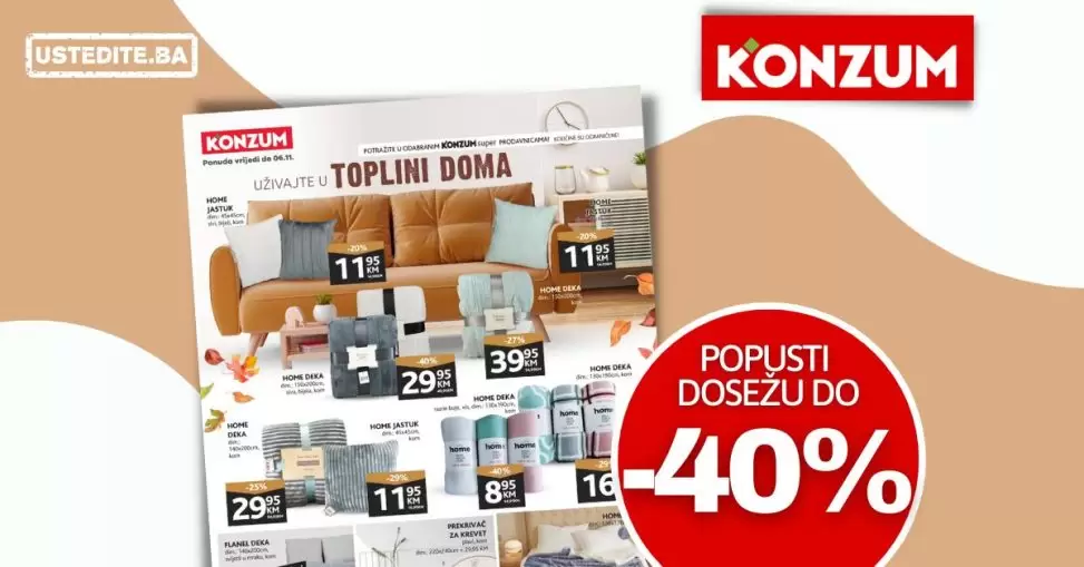 Konzum katalog KUĆNI TEKSTIL akcija do 6.11.2022.