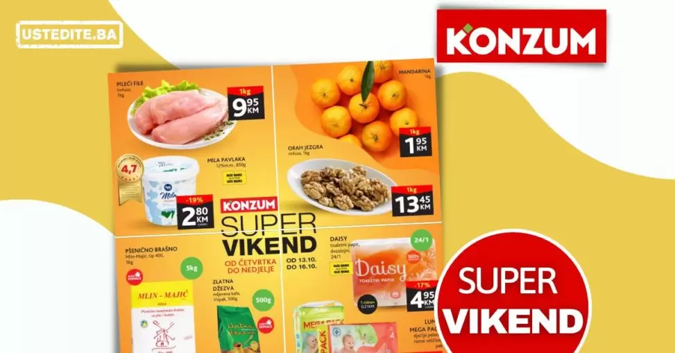 Konzum vikend akcija SUPER VIKEND 13-16.10.2022.
