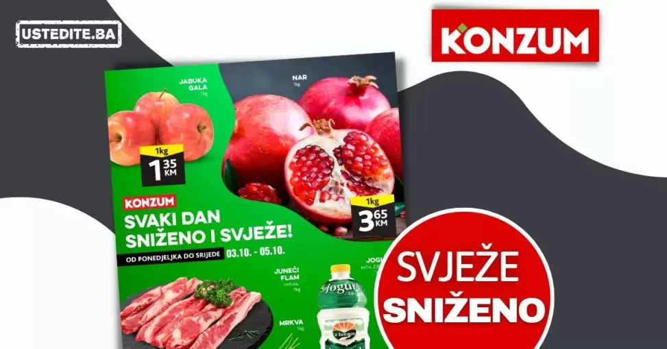 Konzum svjeza ponuda SUPER AKCIJA 3-5.10.2022.