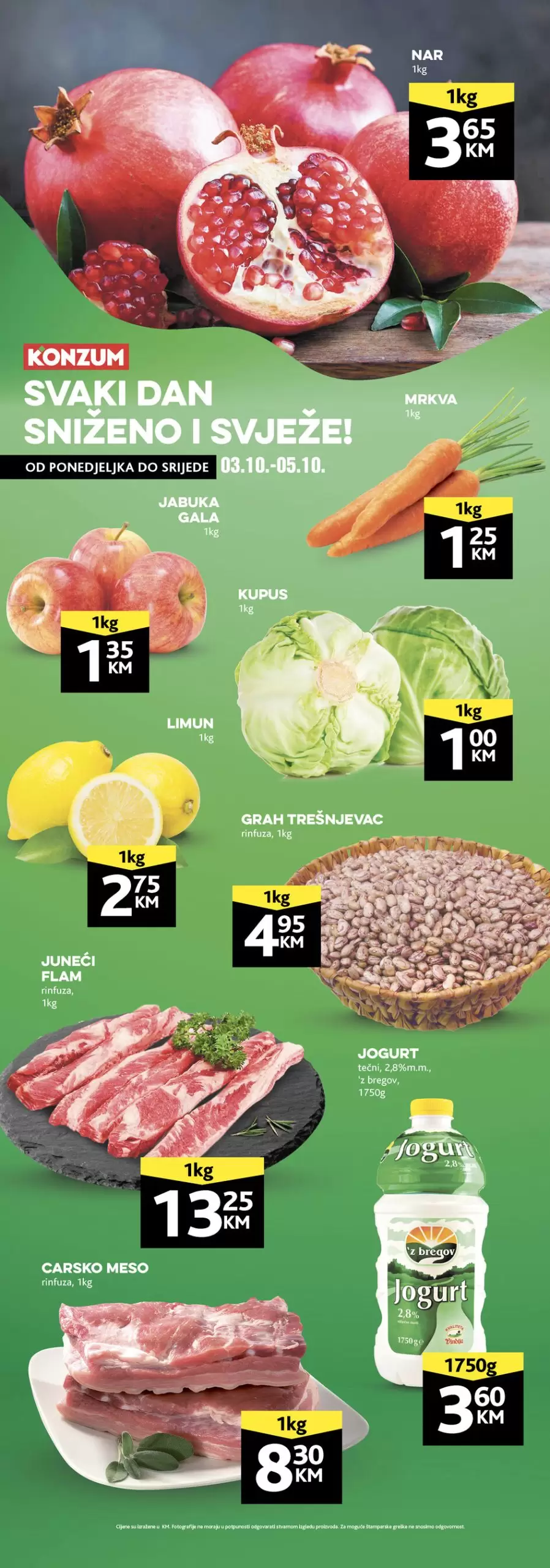 Konzum svjeza ponuda SUPER AKCIJA 3-5.10.2022.