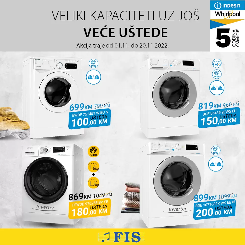 Fis perilice sušilice Whirlpool Indesit SNIŽENJE 1-20.11.2022.