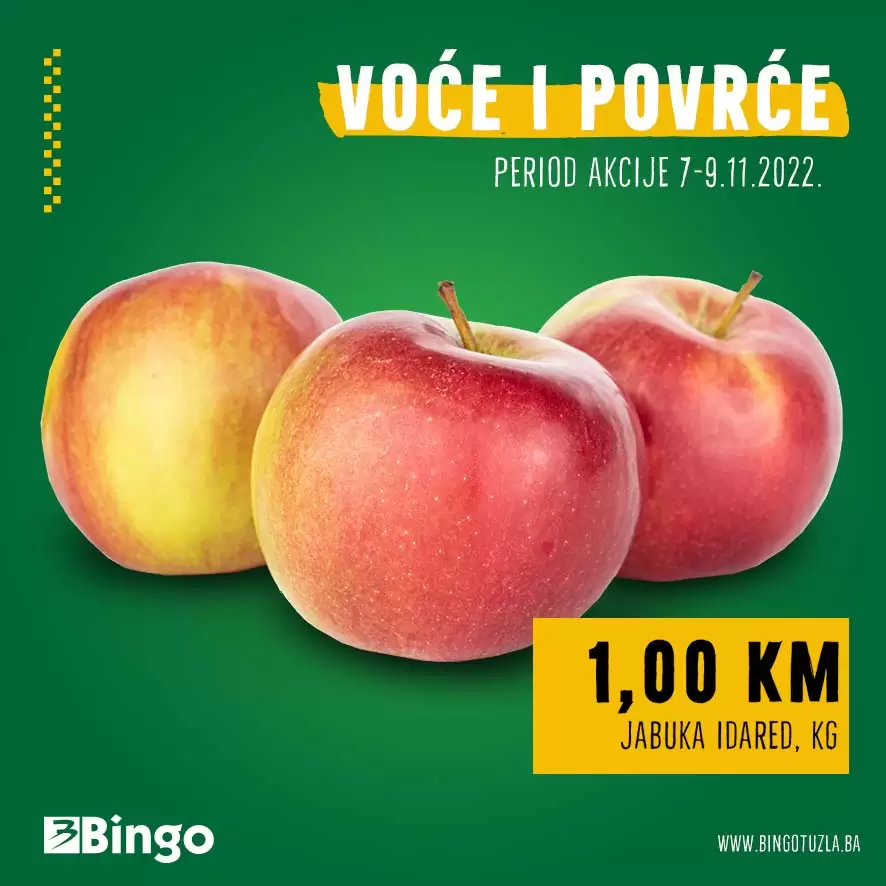 Bingo akcija VOĆE I POVRĆE 7-9.11.2022.