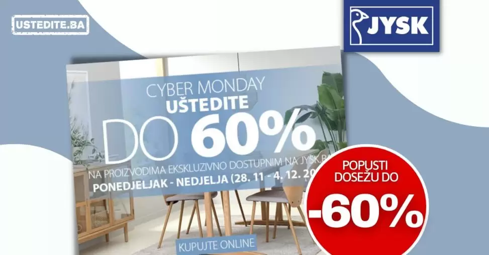 JYSK Cyber Monday - UŠTEDITE do 60% 28.11-4.12.20222.