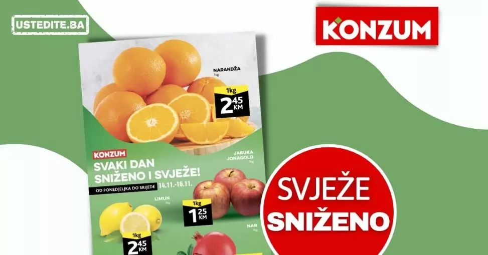 Konzum akcija SVJEŽA PONUDA 14-16.11.2022.
